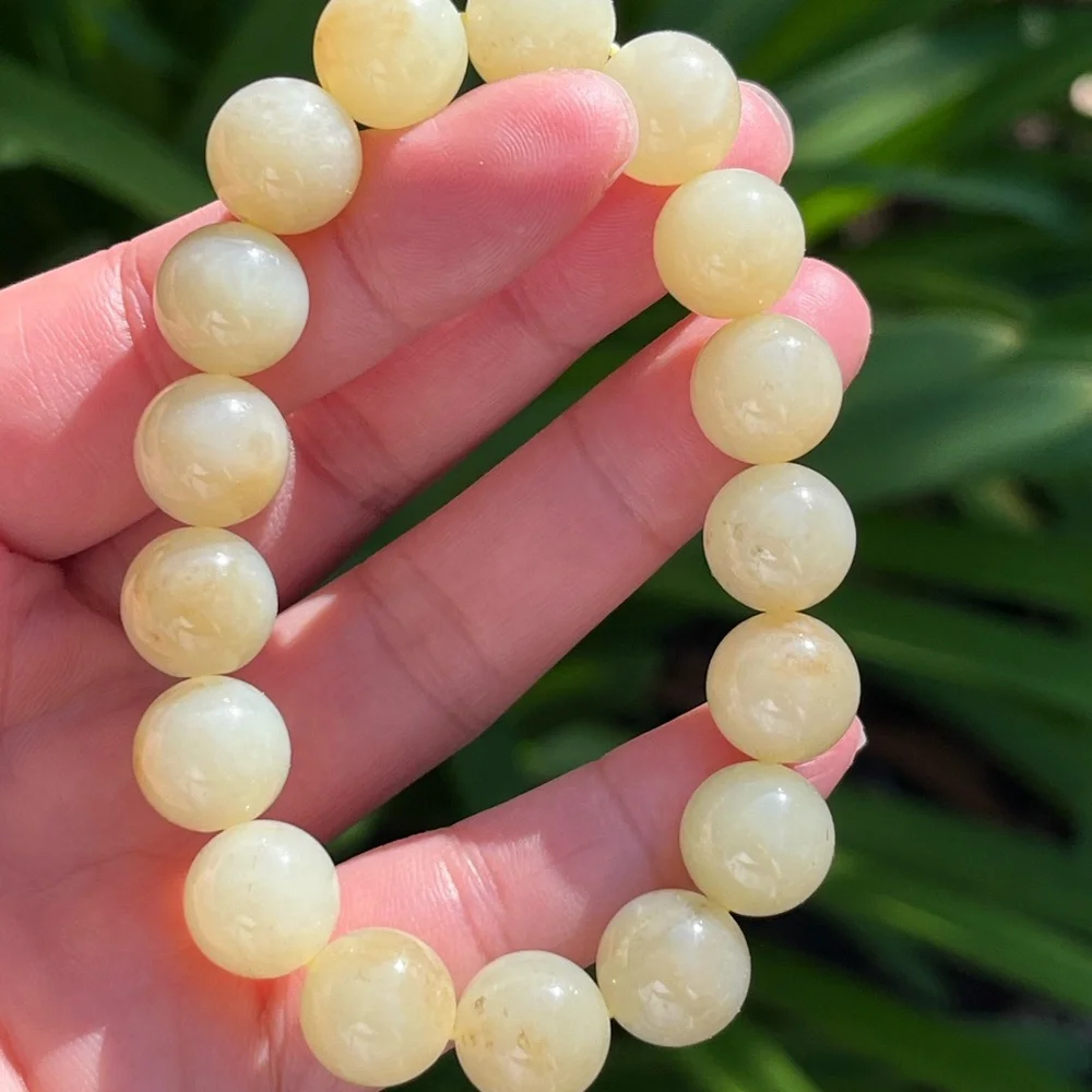 12mm stretchable yellow jade bracelet‎ 0327